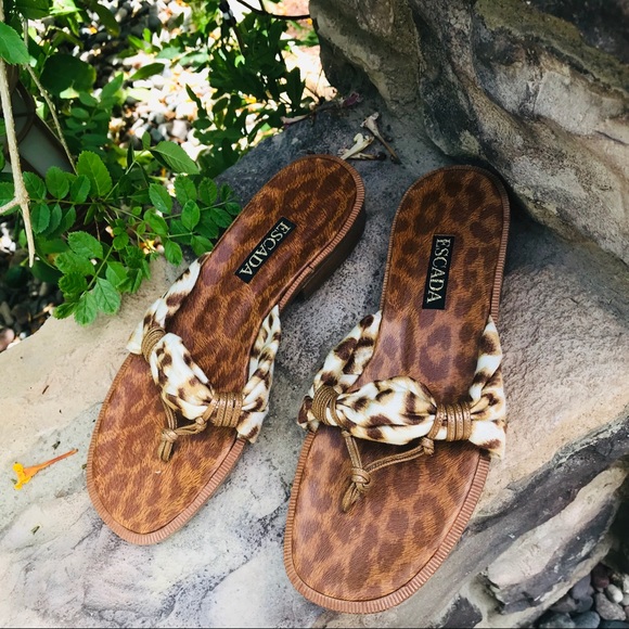 Escada Shoes - ESCADA designer Leopard print Sandals
